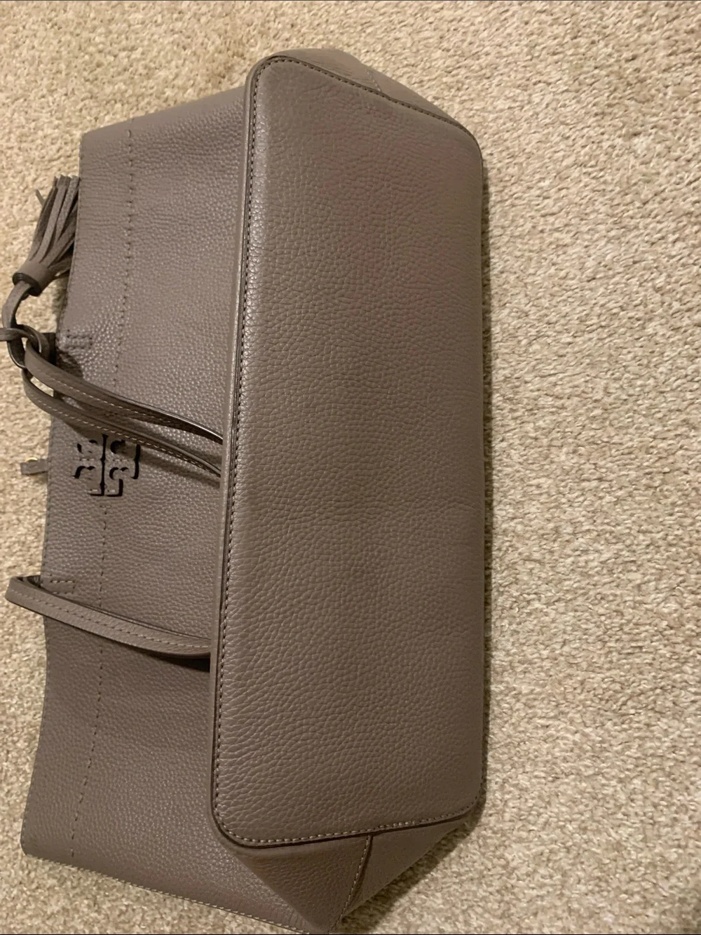 Tory Burch Pebbled Leather Tote in Taupe
